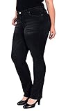 ESRA Damen Jeans Straight High-Waist Jeans Damen Straight Fit Jeans-Hose bis Übergröße Plussize Große Größen Damen Jeans Gerade Schnitt Hose Hoch-Bund Damen Straight Leg Jeans Stretch hoher Bund FG5