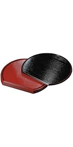 Amazon｜山家漆器店 半月盆 5枚組 お盆 トレー お正月 両面 日本製 尺