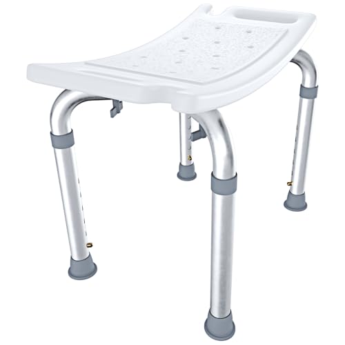 BRICOZONE Sgabello Doccia Sedile Vasca Bagno 6 Posizioni Antiscivolo Max 120 Kg Anziani Disabili 50 x 30 Cm Bianco Altezza Regolabile
