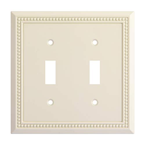 Henne Bery Sunken Pearls Heavy Duty Decorative Wall Plate Switch Plate Outlet Cover, Durable Solid Zinc Alloy (Double Toggle, Light Almond)