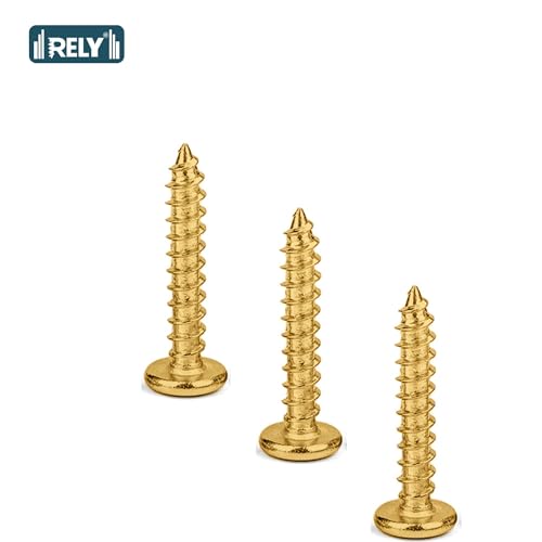 Image of Rely⇒VP INDUSTRIES (Pcs-25) M6.3x50 mm Allen JCB Head Self-Tapping Screw - Brass Gold Flat Head Furniture Bolt for Wood Boards, Cabinets, Cupboards & Chairs