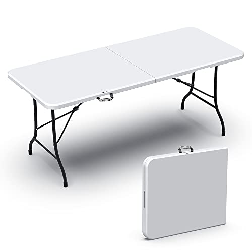 vounot® Table Pliante de Pique Nique 180x75x72cm HDPE 8 Places Rectangulaire Fonction Valise...