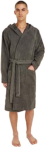 Tommy Hilfiger Men's Cotton Hooded Bathrobe Gray XL
