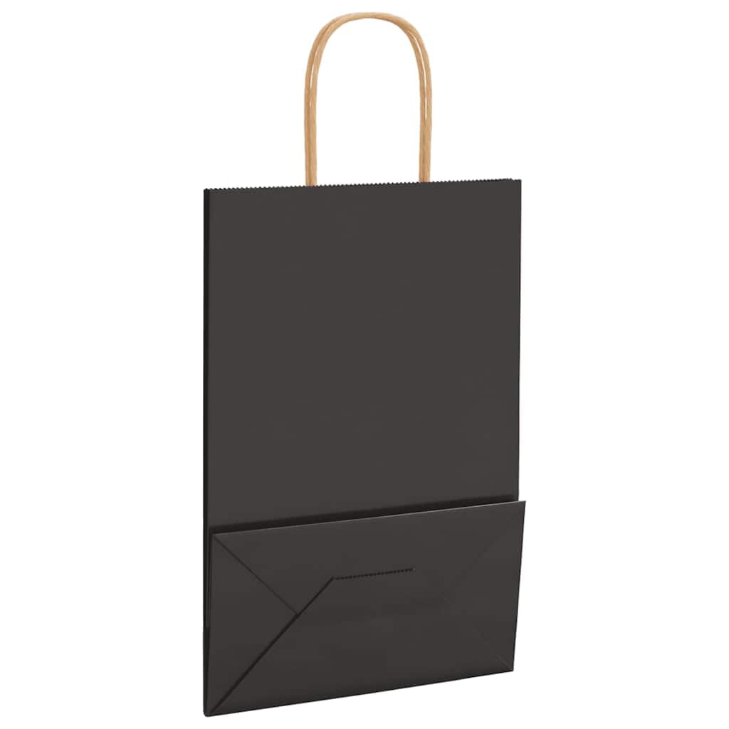vidaXL Bolsas de Papel con Asas 250 uds Negra 21x11x31 cm