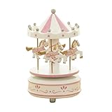【Musique à remonter】 Boîte à musique carrousel cheval, kit de boîte à musique rotative en bois, le carrousel de boîte à musique est une boîte à musique traditionnelle. Après avoir tourné le ressort moteur dans le sens des aiguilles d'une montre, il peut tourner et jouer de la musique. Le cheval tournera avec la musique.