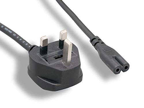Monoprice Power Cord - 6 Feet - Black | BS 1363 (UK) with 5A Fuse to IEC 60320 C7 (Non-Polarized)