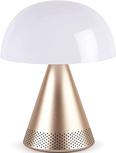 Lexon Mina L Audio 2 in 1 Mushroom Table Lamp and Wireless Bluetooth Speaker, 9 LED Color Mood Lamp for Bedrooms & Living Room & Music Player - Soft Gold