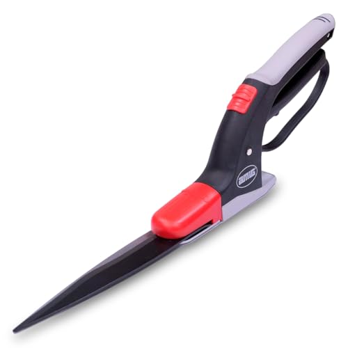 Amig - Tijera Cortacésped - Cuchillas de Acero SK5 Recubiertas de Teflón - Hoja de 380 mm - Cabeza de Corte Giratoria 360º - Mango Inferior con Protección para Bordes y Piedras - Para Podar