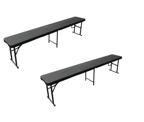 Table pliante de jardin avec 2 bancs robuste et stable noire - 7