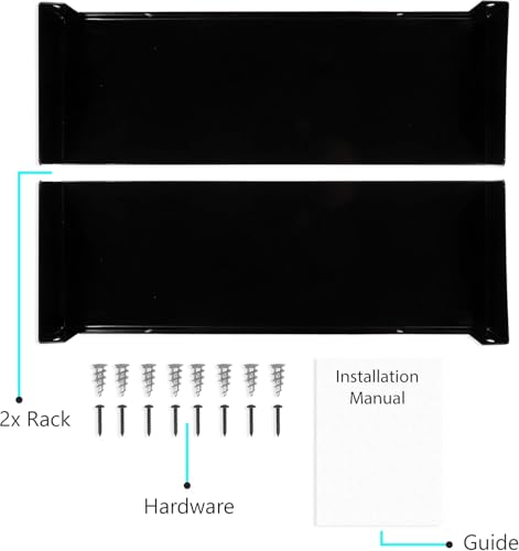 SHIOK DECOR Wall Mount Metal U Shape Shelf Book CD DVD Storage Display Bookcase Black Set of 2