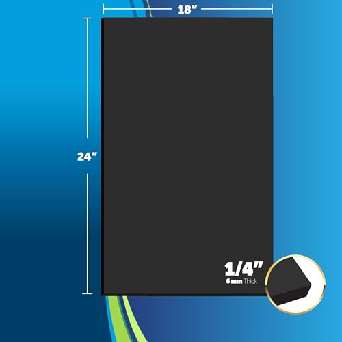 Image of Mega Format Expanded PVC Plastic Sheets - 18 inch X 24 inch Black Rigid Sheet for Crafts, Signage, & Displays - Sintra, Celtec PVC Board - Waterproof for Outdoors Use - 1 /4 inch 6mm Thick - 1-Pack-Black