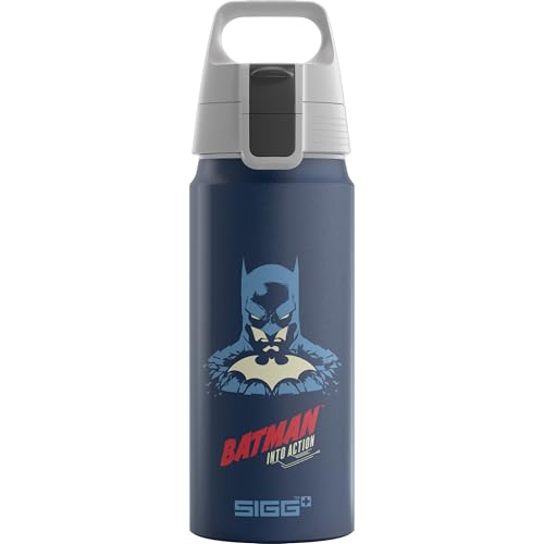 Sigg - Borraccia Bambini In Alluminio - WMB ONE Batman Into Action Blue - Perfetta Per Bevande Gassate - Ermetica - Leggera - Senza BPA - Certificata Climate Neutral - Blu - 0,6L