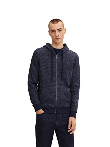 TOM TAILOR Herren Sweatjacke mit Streifen 1033588, 27914 - Navy Offwhite Inject Stripe, L Cover