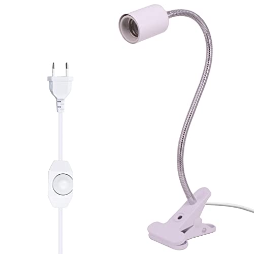 MILIWAN Douille E27 avec Pince, Luminosité Réglable, en Céramique Résistante Hautes Températures, Col de Cygne de 40 cm, Adaptée Lampes de Lecture LED,...