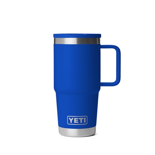 Image of YETI Rambler 20 oz Travel Mug with Flip Straw Lid - Stainless Steel, Vacuum Insulated, Leakproof, Cup Holder Friendly, Royal Blue