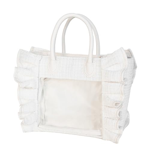 [Riridear] 【リリディ公式】推し活バッグ 痛バ 痛バッグ ツイード ハンドバッグ ぬいまど付き (アイボリー)