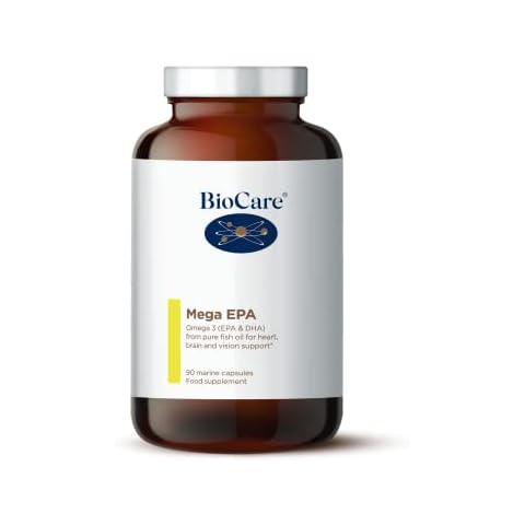 BioCare Mega EPA | Marine Capsules | Omega-3 Fatty Acids | EPA & DHA | from Pure Fish Oil | for Heart, Brain and Vision Support | Food Supplement | 90 Capsules Cover