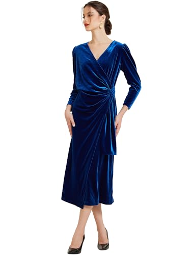 Amazon.com: Allegra K Velvet Wrap Dress for Women's V Neck 3/4