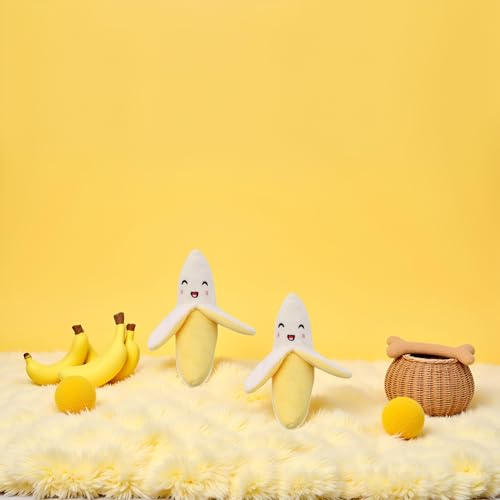 Cldaisy Quietschspielzeug für Welpen, Plüsch, Banane, Quietschspielzeug, Gelb, 2 Stück