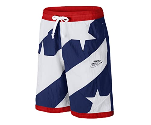 Nike Dri-Fit Throwback Men's Basketball Athletic Shorts American Flag, Blue Void/White/University Red/Blue Void, X-Large