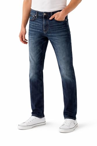 Calvin Klein Jeans Mens High Stretch Straight Fit Denim Jean (US Waist Inseam 38 30 Regular Regular Avedon Dark (Dark Wash))