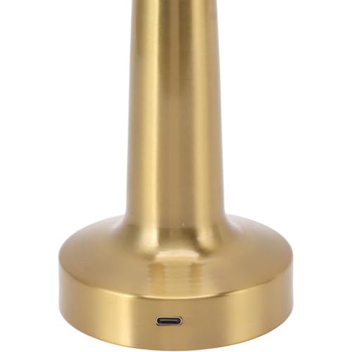 Image of Golden White Round Table Lamp 3 Color Modes Warm Cool Natural Light, Adjustable Brightness, 1200mAh Rechargeable Battery,Portable Light for Bedroom Bedside Desk Home Decor Use with Touch Sensor