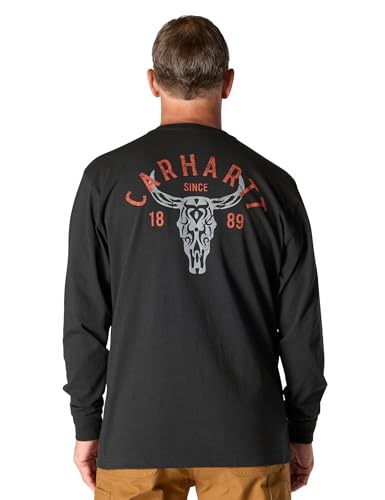 Carhartt Men's Loose Fit Heavyweight Long-Sleeve Pocket Longhorn Graphic T-Shirt