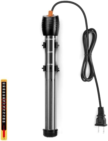Orlushy Submersible Aquarium Heater,200W Adjustable Fish Tahk Heater with 2 Suction Cups Free Thermometer Suitable for Marine Saltwater and Freshwater