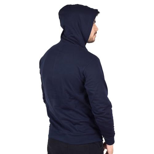 Image of Teemoods Solid Hooded Sweatshirt for Men - Regular Fit Fleece Pullover Hoodie with Front Pocket, Long Sleeve Casual Blouson Top - Black, Navy, and Grey