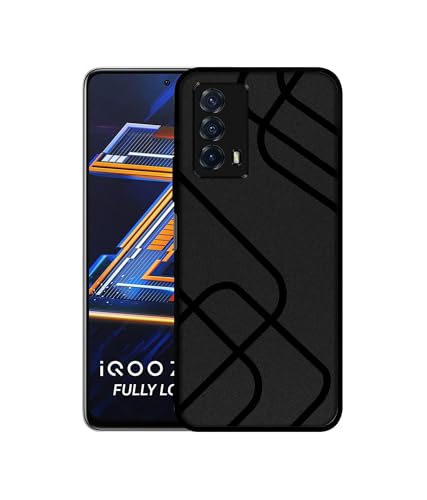 Image of Zig-Zag Black Line Design Premium 2D Printed Metal Back Case Cover for iQOO Z5 5G