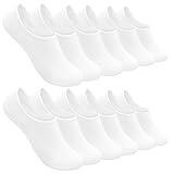 SERISIMPLE No Show Thin Womens Viscose Bamboo Socks Low Cut Invisible Non Slip with Grips Lightweight Liner Flats Socks 6 Pairs (US, Alpha, Medium, Regular, Regular, White)