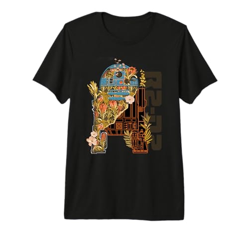 T-shirt Star Wars R2-D2 haut de gamme avec imprimé floral graphique exclusif