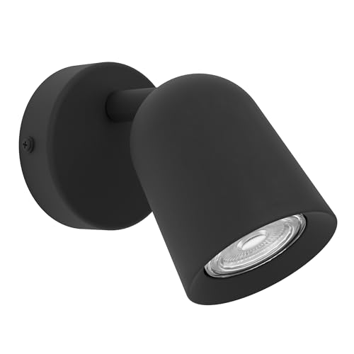 Eglo - Aplique de pared interior Camaldoli, lámpara de lectura con foco orientable, lámpara para salón y dormitorio, acero negro, casquillo GU10