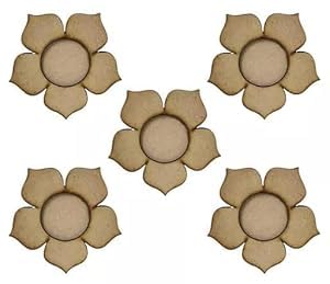 MDF flowr njew Stylish Shaped Floral Tea Light Candle Holder Without Candles- (Set of 6 pcs) MDF Candle Holder for Painting-image-33
