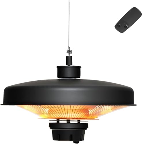 SPOTRAVEL 2000W Ceiling-Mounted Infrared Heater, Round Suspended Electric Heater with Remote Control, Indoor/Outdoor Patio Warmer for Home Office Backyard
