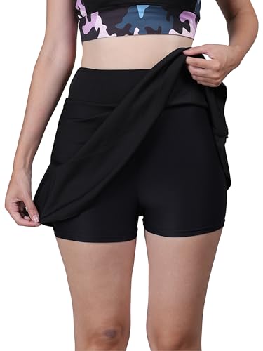 Image of Women Swim Skirts Swimsuit High Waist Swimming Skorts with Shorts Bikini Bottoms Bathing Suit Bottoms
