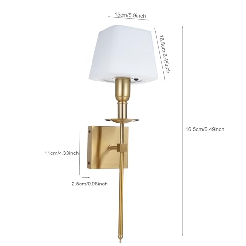 Image of Neoglint RGB Battery Operated Wall Sconces Set of 2, Wireless LED Wall Lights Indoor with App Control, Dimmable Rechargeable Gold Wall Lamps, Music Sync, Timer for Bedroom Living Room Gaming