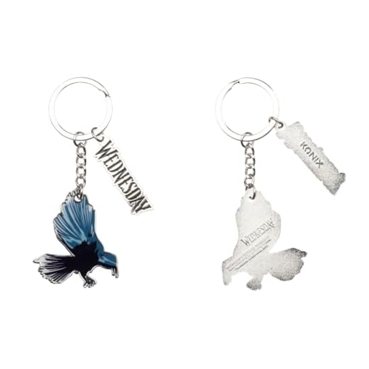 Konix Miércoles Llavero - Metal - Diseño Cuervo - Azul y negro