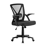 Artiss Ergonomic Office Chair Mesh Computer Desk Chairs with 105° Recline and Lumbar Support, Height Adjustable Seat with Mid Back and 360°-Swivel Seating Black for Gaming Room Executive Home