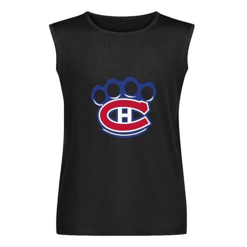 eGTED Montreal Gambling Canadiens Vest Tank T-Shirt Cotton Men Black Sleeveless Tee XL