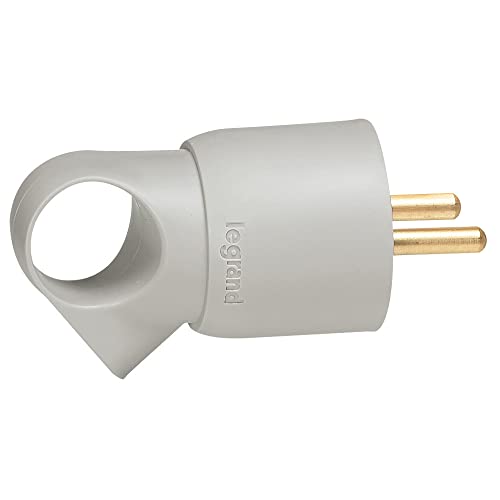 Legrand - Fiche plastique 2P+T 16A à anneau avec étiquette avec Gencod - gris - 050105
