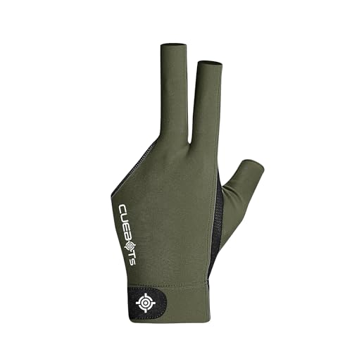 CUEBOTS Pure Pool Glove for Left Hand 3 Finger Billiard Gloves Low-Friction Cue Control Breathable Mesh & Adjustable Fit Sizes for Men & Women