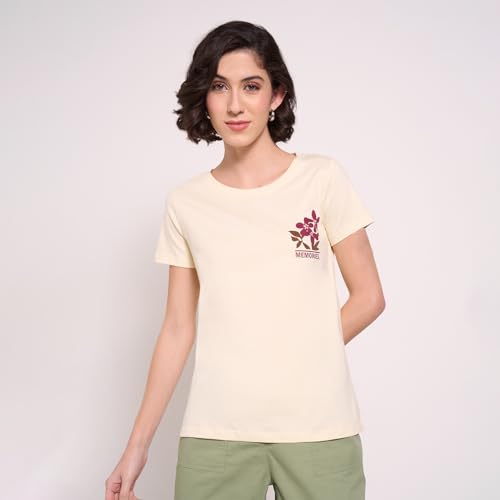 Image of Honey Women's 100% Cotton T-Shirt | Regular Fit | Round Neck | Half Sleeve