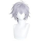 osseoca Nagisa Kaworu Purple Gray Short Straight Synthetic Hair Anime Halloween Carnival Comic Exhibition Cosplay Hair Natural COS Ombre Wigs