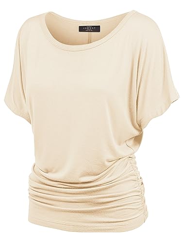 MBJ WT817 Womens Dolman Drape Top with Side Shirring XXXXL Cream