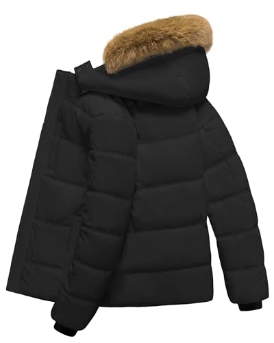 Image of Men's Puffer Jacket Winter Coat Puffy Parka with Fur Hood Waterproof & Windproof Shell Fleece lining 4 Pockets
