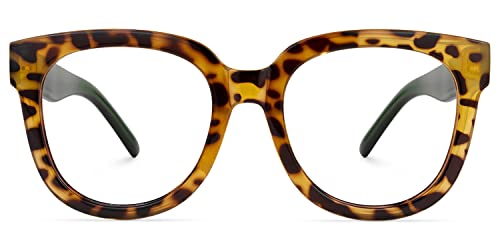 Image of Zeelool Unisex Retro Oversized Square Blue Light Blocking Glasses Harrell ZOP049594-07 Tortoise