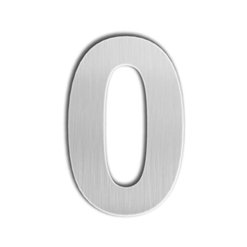 QT Modern House Number - SMALL 4 Inch - Brushed Stainless Steel (Number 0 Zero), Floating Appearance, Easy to install and made of solid 304
