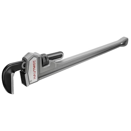 Image of HAUTMEC 36 Inch Aluminum Straight Pipe Wrench, Heavy Duty Adjustable Plumbing Wrench, 4 inch Jaw Capacity, for Pipes, Tees, Ball Valves and Other Objects HT0188-PW