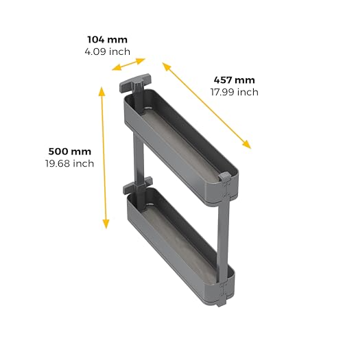 Emuca - Flaschenregal seitlich ausziehbar Harmony mit Soft-Close, Modul 150mm, Höhe 700mm, Stahl und Holz, Anthrazitgrau